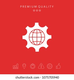 Globe of the Earth inside a gear or cog, setting parameters, Global Options icon
