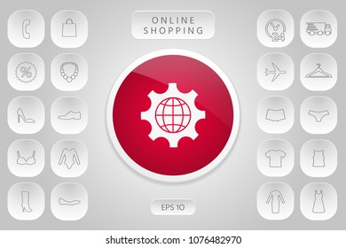Globe of the Earth inside a gear or cog, setting parameters, Global Options icon