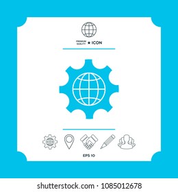 Globe of the Earth inside a gear or cog, setting parameters, Global Options icon