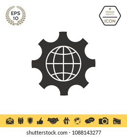 Globe of the Earth inside a gear or cog, setting parameters, Global Options icon