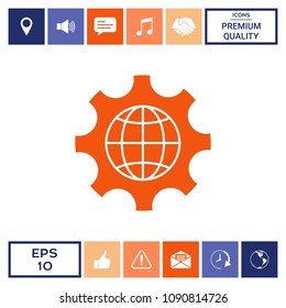 Globe of the Earth inside a gear or cog, setting parameters, Global Options icon