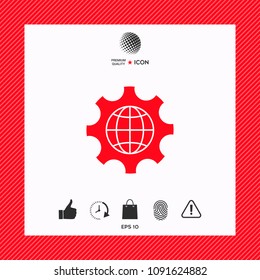Globe of the Earth inside a gear or cog, setting parameters, Global Options icon