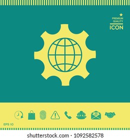Globe of the Earth inside a gear or cog, setting parameters, Global Options icon