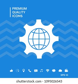 Globe of the Earth inside a gear or cog, setting parameters, Global Options icon