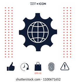 Globe of the Earth inside a gear or cog, setting parameters, Global Options icon
