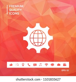 Globe of the Earth inside a gear or cog, setting parameters, Global Options icon