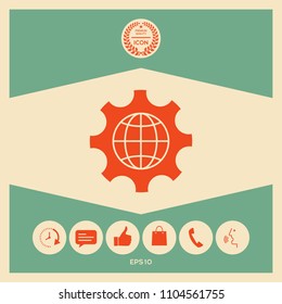 Globe of the Earth inside a gear or cog, setting parameters, Global Options icon