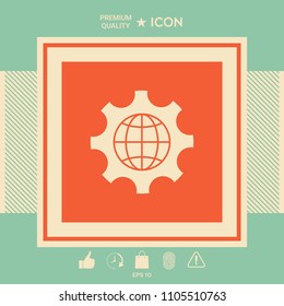 Globe of the Earth inside a gear or cog, setting parameters, Global Options icon