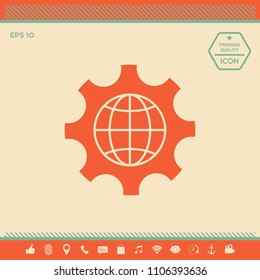 Globe of the Earth inside a gear or cog, setting parameters, Global Options icon