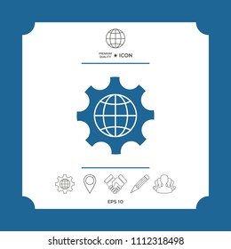 Globe of the Earth inside a gear or cog, setting parameters, Global Options icon