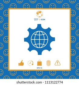 Globe of the Earth inside a gear or cog, setting parameters, Global Options icon