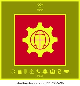 Globe of the Earth inside a gear or cog, setting parameters, Global Options icon