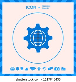 Globe of the Earth inside a gear or cog, setting parameters, Global Options icon