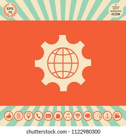 Globe of the Earth inside a gear or cog, setting parameters, Global Options icon