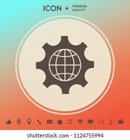 Globe of the Earth inside a gear or cog, setting parameters, Global Options icon