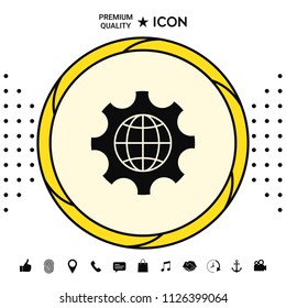 Globe of the Earth inside a gear or cog, setting parameters, Global Options icon