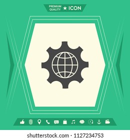 Globe of the Earth inside a gear or cog, setting parameters, Global Options icon