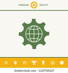 Globe of the Earth inside a gear or cog, setting parameters, Global Options icon