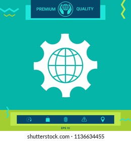Globe of the Earth inside a gear or cog, setting parameters, Global Options icon
