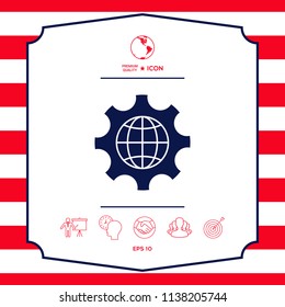 Globe of the Earth inside a gear or cog, setting parameters, Global Options icon