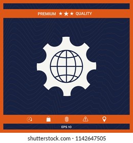 Globe of the Earth inside a gear or cog, setting parameters, Global Options icon