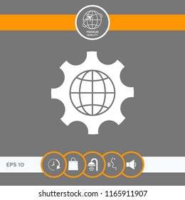 Globe of the Earth inside a gear or cog, setting parameters, Global Options icon