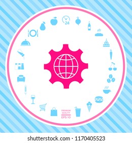 Globe of the Earth inside a gear or cog, setting parameters, Global Options icon