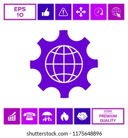 Globe of the Earth inside a gear or cog, setting parameters, Global Options icon