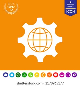 Globe of the Earth inside a gear or cog, setting parameters, Global Options icon