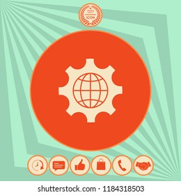 Globe of the Earth inside a gear or cog, setting parameters, Global Options icon