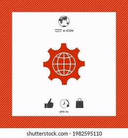 Globe of the Earth inside a gear or cog, setting parameters, Global Options icon
