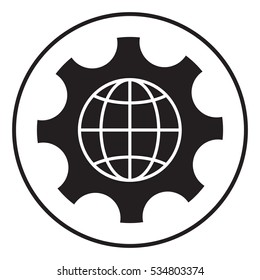 Globe of the Earth inside a gear or cog, setting parameters, Global Options icon