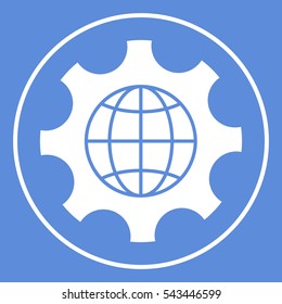 Globe of the Earth inside a gear or cog, setting parameters, Global Options icon