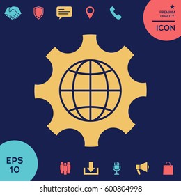 Globe of the Earth inside a gear or cog, setting parameters, Global Options icon