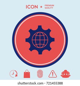 Globe of the Earth inside a gear or cog, setting parameters, Global Options icon