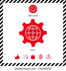 Globe of the Earth inside a gear or cog, setting parameters, Global Options icon