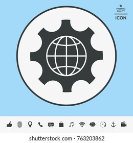 Globe of the Earth inside a gear or cog, setting parameters, Global Options icon