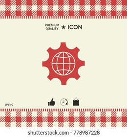 Globe of the Earth inside a gear or cog, setting parameters, Global Options icon
