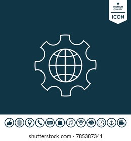 Globo de la Tierra dentro de un engranaje o un engranaje, ajuste de parámetros, Opciones globales - icono de línea