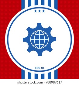 Globe of the Earth inside a gear or cog, setting parameters, Global Options icon