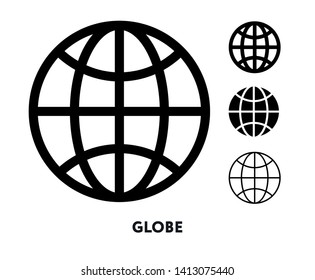 Internet en la Tierra del Globo. Símbolo internacional global. Icono de trazo de línea plana vectorial.