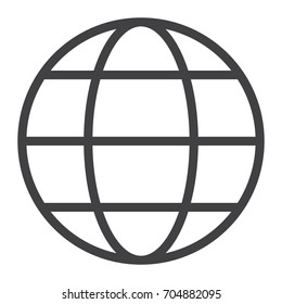 Globe earth line icon, outline vector sign, linear style pictogram isolated on white. Symbol, logo illustration. Editable stroke