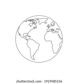 Globe Earth Line Icon, Vector Sign On White Background