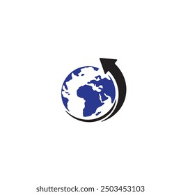 Globe earth logo icon flat vector design