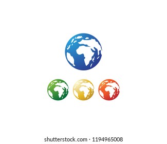 Globe earth map abstract logo vector