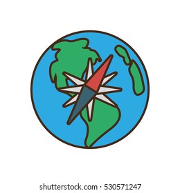 globe earth map compass traveling vector illustration eps 10