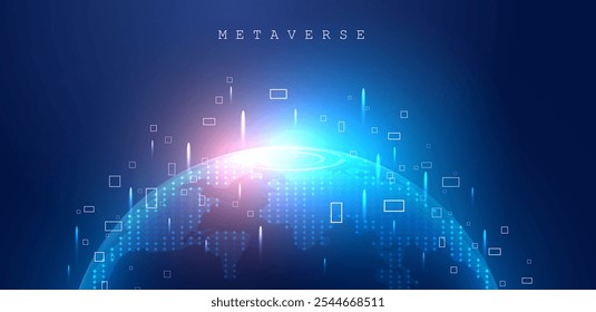 Globe earth map. Futuristic planet or space technology. Digital data transfer in word universe