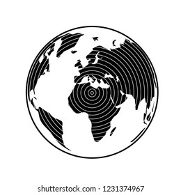 Globe earth map icon vector illustrator on signal frequency