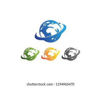Globe earth map logo vector template