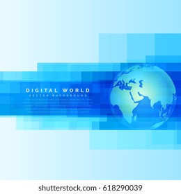 globe earth map on abstract digital blue background